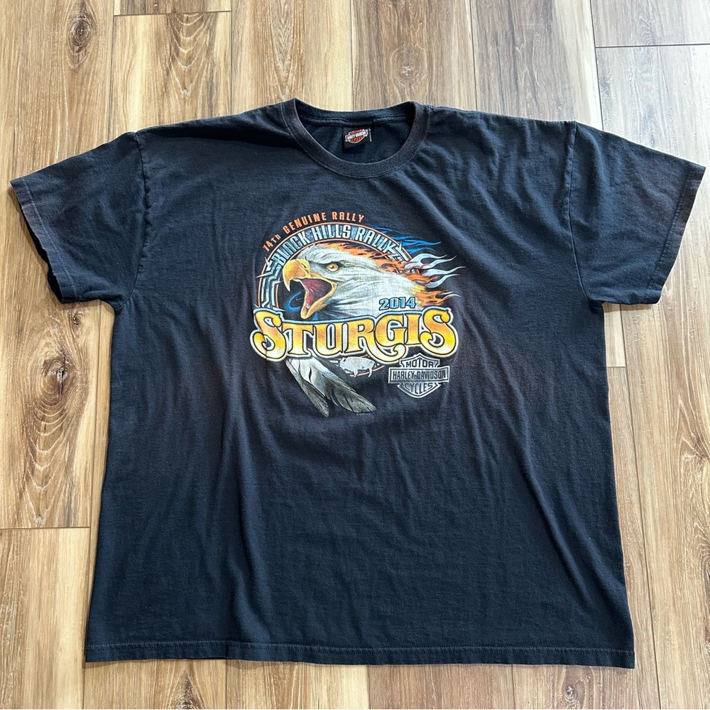 Harley Davidson Bald Eagle Sturgis 2014 Black Hills SD Rally Shirt, Black, 2XL